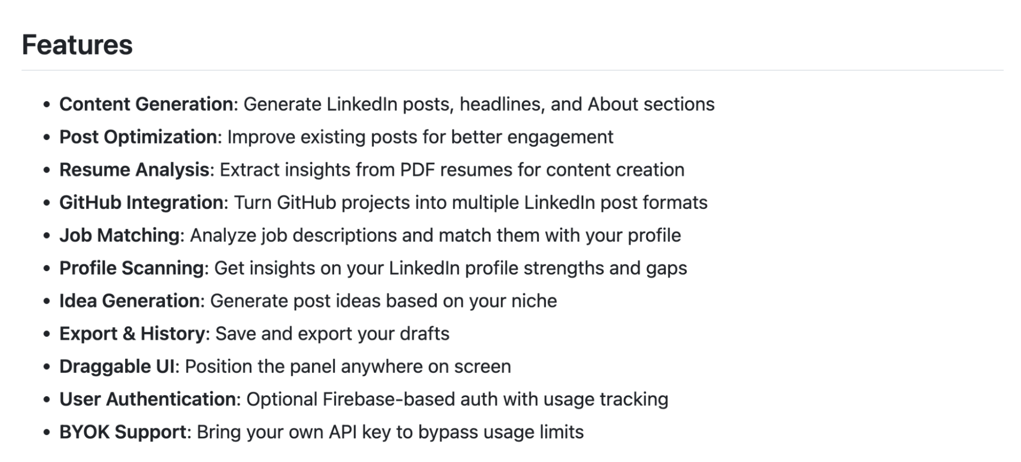 LinkedIn Warrior — Features